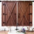 thumbnail image 2 of Farmhouse Barn Door Kitchen Curtains Vintage Country Small Short Wood Window Drapes Rustic Brown Farm Wooden Window Curtains for Bathroom Bedroom 2 Panels Window Treatment Tiers 26x36 Inch, 2 of 2