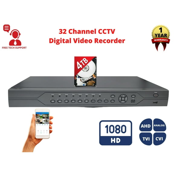 Evertech 32 Channel HD DVR Recorder with 4TB HDD for Security Surveillance Systems