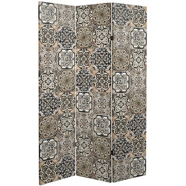 Oriental Furniture 6 ft. Tall Victorian Tile Canvas Room Divider - 3 Panel
