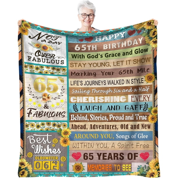 LHSHID 65th Birthday Gifts for Women 65 Year Old Blanket Gifts Ideas Funny Womens 65th Birthday Decorations Gifts Happy 65th Birthday Gift for MomSister Wife 40"x50"