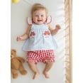 thumbnail image 4 of BemeyourBBs Toddler Baby Girls Baseball Outfit Cute Infant Baby Girl Summer Clothes Cute Plaid Baseball Embroidery Tunic Shirt Babydoll Tops with Shorts Set 2Pcs Outfit, 4 of 8