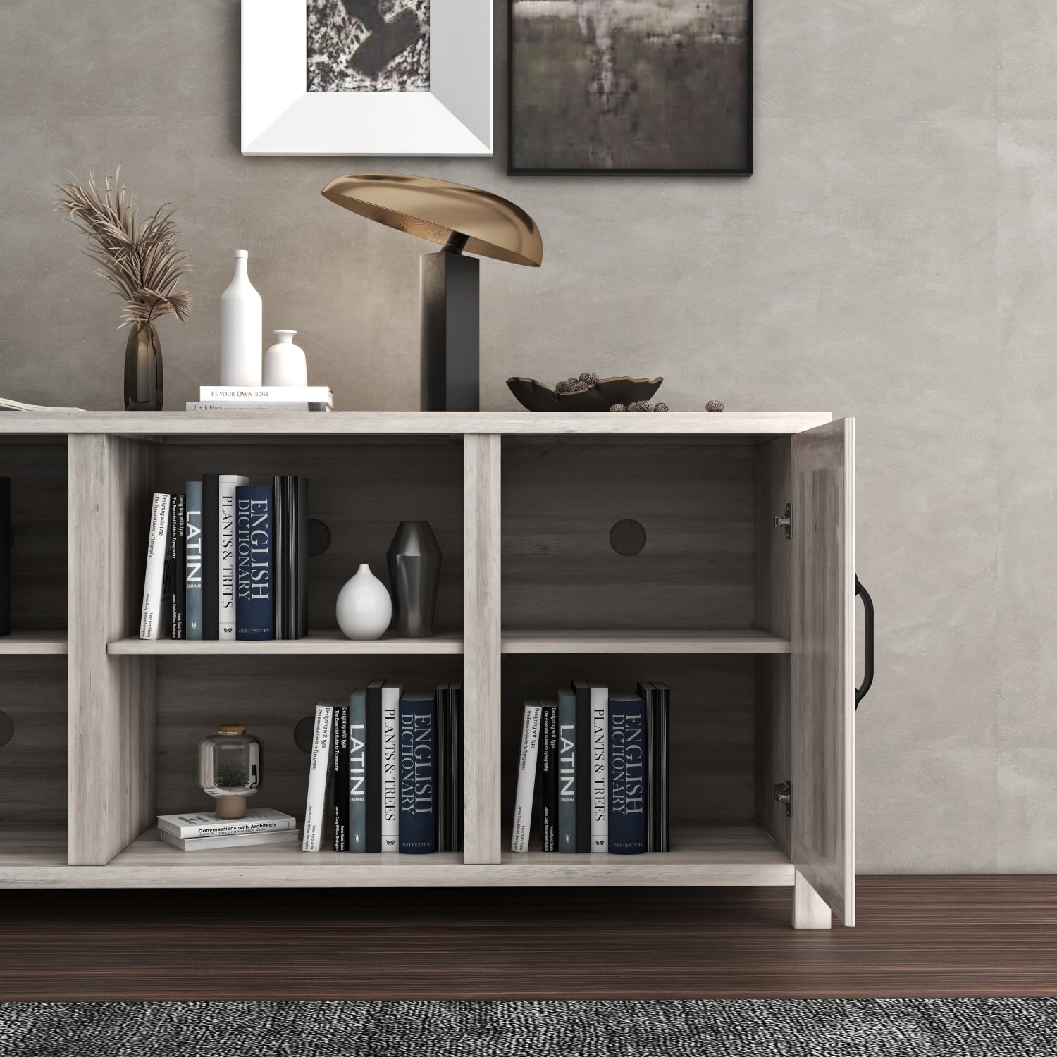 Kadyn 59 Inch Modern Farmhouse Double Doors TV Stand, Particle Board TV Console for TVs up to 65 Inches, Modern Media Console Entertainment Center with Two Doors, Antique Gray Kadyn 59 Inch Modern Farmhouse Double Doors TV Stand, Particle Board TV Console for TVs up to 65 Inches, Modern Media Console Entertainment Center with Two Doors, Antique Gray