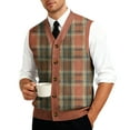 thumbnail image 5 of Men's Sweater Vest V Neck Button Down Sleeveless Cardigan Argyle Sweater Vest, 5 of 7