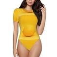 thumbnail image 2 of Uemuo Yellow Lemon Pattern Women's One Piece Short Sleeve Swimsuit Rash Guard Surfing Modest Quick-drying Swimsuit Beach Essentials-Large, 2 of 9