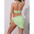 thumbnail image 3 of DARING DIVA Women's Rope Circle Halter Ribbed Bikini Set X-Large Light Green, 3 of 6
