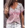 thumbnail image 1 of U.Vomade New Women's Fashion All-Match V-Neck Short-Sleeved Top Floral Pattern Casual Loose T-Shirt, 1 of 2