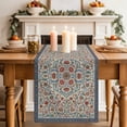thumbnail image 2 of Mediterranean Short Table Runner 48 Inches Long,Vintage Bohemia Ethnic Peony Flower Cotton Linen Table Runners Dresser Scarves,Fabric Tabletop Scarf Furniture Cover for Home Dinner Party 13"x48", 2 of 9