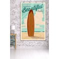 thumbnail image 3 of Waikiki, Hawaii, Life is a Beautiful Ride, Surfboard, Letterpress (36x54 Giclee Gallery Art Print, Vivid Textured Wall Decor), 3 of 3