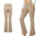 thumbnail image 3 of Pantalones de yoga estilo bota con cintura cruzada para mujer, pantalones de entrenamiento deportivos estilo bota sin perspectiva, 3 of 7