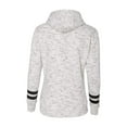 thumbnail image 3 of J. America Women’s Mélange Fleece Striped-Sleeve Hooded Sweatshirt, 3 of 3