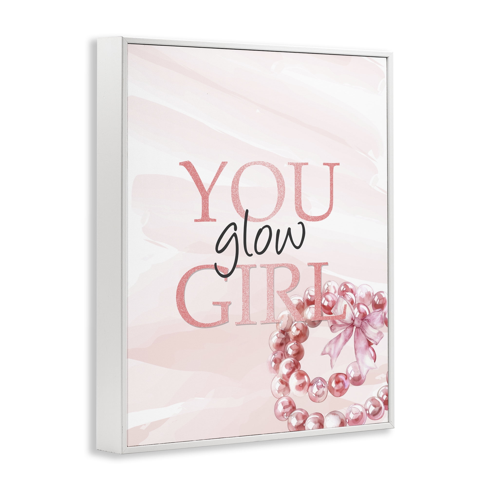 You Glow Girl Feminine White Framed Giclee Art, design by Kim Allen