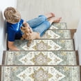 thumbnail image 7 of LOKHOM 15 Pack Carpet Stair Treads for Wooden Steps Indoor 8" X 30" Non Slip Staircase Step Treads for Dogs, Kids and Elders, Green/Yellow, 7 of 7