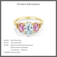 thumbnail image 4 of Gem Stone King 2.44 Ct Oval Sky Blue Aquamarine Pink Sapphire 10K Yellow Gold Ring (Size 9.5), 4 of 4