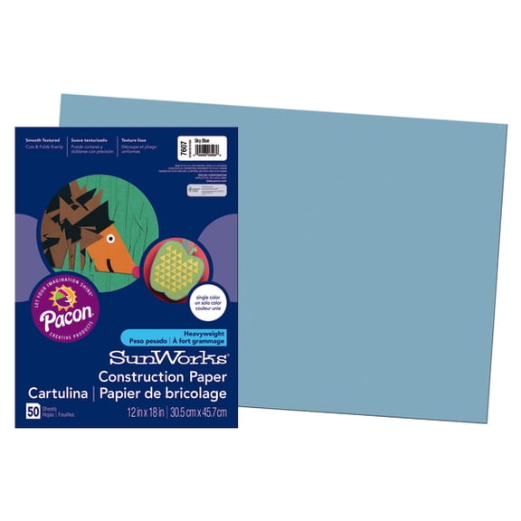 SunWorks, PAC7607, Construction Paper, 50 / Pack, Sky Blue
