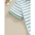 thumbnail image 6 of Hirigin Newborn Baby Boy Girl Clothes Set Ribbed Short Sleeve Striped Romper Top and Shorts 3 6 9 12 18 Months Casual Summer Outfits, 6 of 8