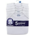 thumbnail image 3 of Gerber Baby 5-pack Or 15 Multi Size Organic Short Sleeve Onesies Bodysuits infant and toddler bodysuits, White 5 Pack, 0-3 Months US, 3 of 4