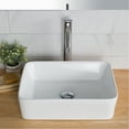 thumbnail image 2 of KRAUS Elavo Modern Rectangular Vessel White Porcelain Ceramic Bathroom Sink, 19 inch and Ramus Single Handle Vessel Bathroom Sink Faucet with Pop-Up Drain in Spot Free Stainless Steel, 2 of 7