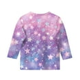 thumbnail image 3 of YOUYEDIAN 3/4 Sleeve Shirts for Girls Size 4-5 Floral Print Top Crewneck T-Shirt Casual Outfits Purple 4-5 Years, 3 of 4