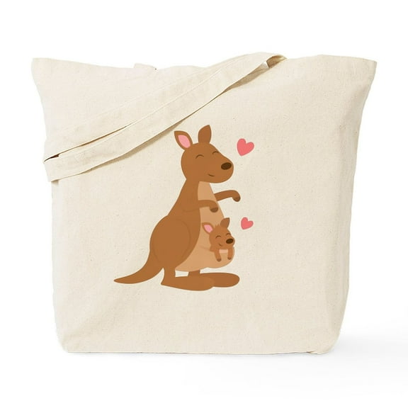 CafePress - Cute Kangaroo And Baby Joey Tote Bag - Unisex Canvas Tote Bag, Beige, 1-Piece