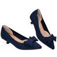 thumbnail image 1 of Zapatos de tacón de gatito AHZEHRSE para mujer, elegantes, con lazo de punto azul, 1 of 6