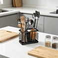 thumbnail image 6 of Wall Mounted Utensil Caddy Kitchen Cutlery Holder With Drainage Tray Heavy Duty Wrought Iron Organizer For Spoons Forks Black, 6 of 6