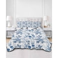 thumbnail image 3 of Flower Bird Twin Size Down Alternative Comforter, Lightweight Comforter Quilt Bedding Set with Pillow Shams Vintage Blue Garden Country Wildflower All Seasons Bed Comforter Duvet Insert 68"x86", 3 of 7