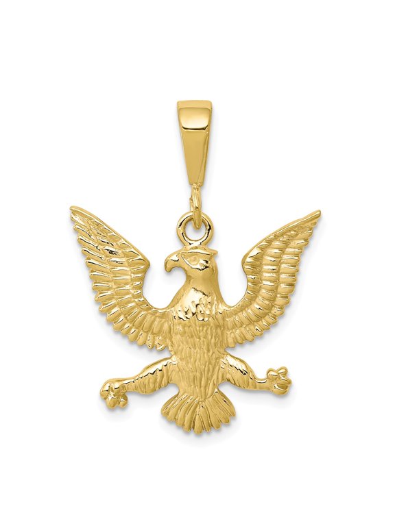 10K Yellow Gold Solid Polished Spread Eagle Charm