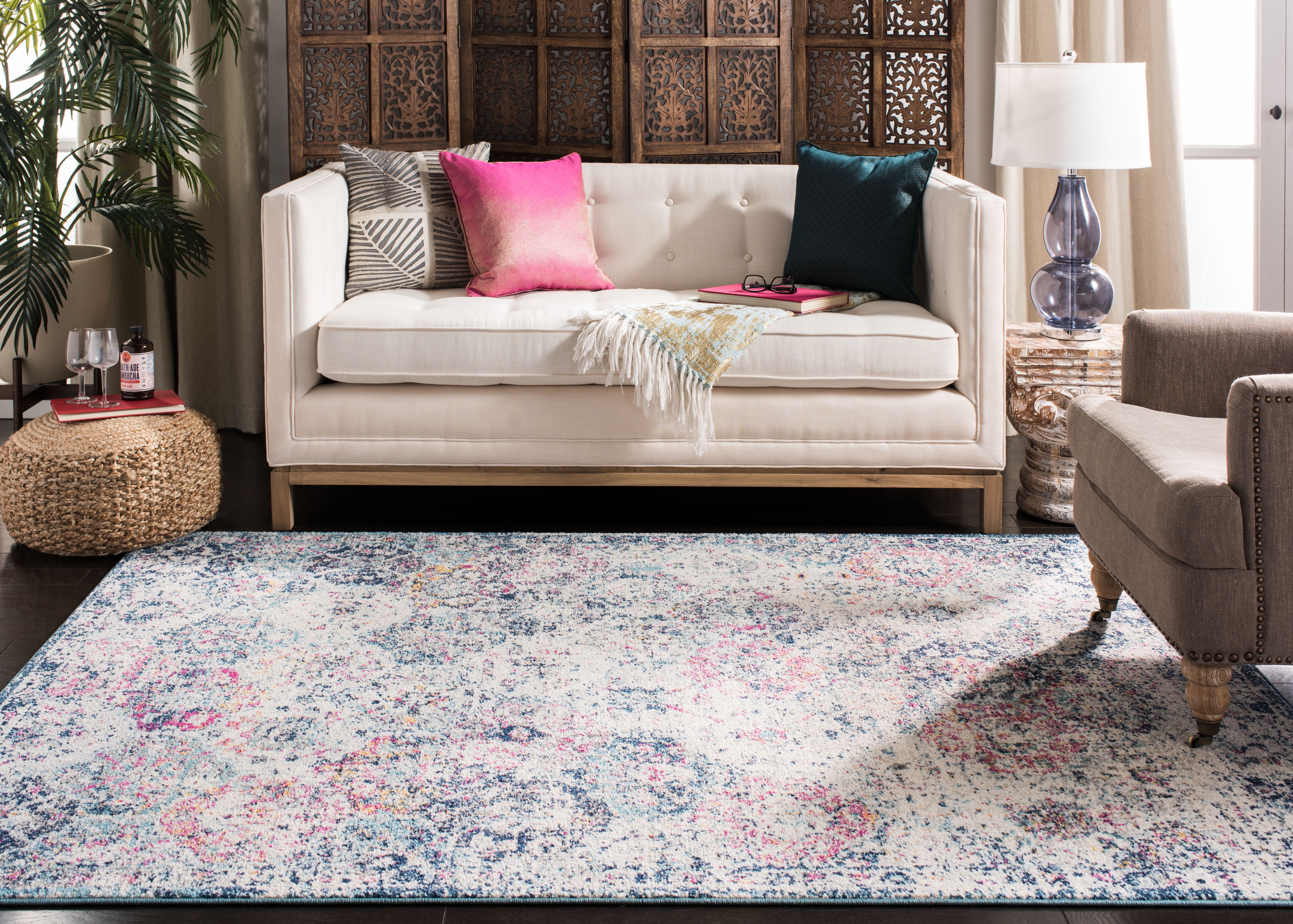 SAFAVIEH Area Rug 9x12 - Madison Collection - Large - Transitional Modern Design, Navy & Teal, Non-Shedding & Easy Cleaning, Ideal for Living Room, Bedroom, Dining Space (MAD611N)
