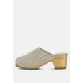 thumbnail image 4 of CEDRUS Fine Suede Studded Clogs Mules in Beige, 4 of 6