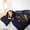 thumbnail image 3 of Manfei Gradient Witch Hat Twin Comforter Sets 2pcs, Halloween Cosmic Stars Print Bedding Set, Blue Gold Purple,Black Reversible,1 Comforter and 1 Pillowcase, 3 of 6