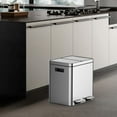thumbnail image 6 of Trash Can, Garbage Can for Kitchen, 2/3 Compartments for Recycling and Trash, Plastic Inner Buckets and Hinged Lids, Wide Stainless Steel Shape, Silver, 6 of 7