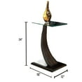 thumbnail image 3 of Furniture Of America Valon Dark Walnut Curved Pedestal Side Table With Glass Top, 3 of 7