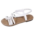 thumbnail image 4 of Rokment Women's Bohemian Roman Flat Dress Sandals Beach Fashion Casual Braided Leather Ropes Walking Flip Flops Comfortable Walking Slingback Summer Shoes White Size 6.5, 4 of 5