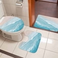 thumbnail image 4 of Blue Coastal Wave Bath Mat 3 Piece Bathroom Rug Set, Summer Modern Ocean Beach Non Slip Bath Rug Contour Mat and Toilet Lid Cover, Absorbent Shower Mats Soft Bath Rugs and Mats Sets, 4 of 8