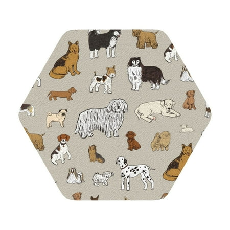 

Matuu Dog Animal for Cup Coasters Set of 6 Leather Coasters Desk Coasters for Office Measures 4” x 4” Hexagon