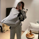 thumbnail image 1 of Conjunto de pijama con cara sonriente para mujer, suave y agradable para la piel, ropa deportiva para dormir en casa para mujer, 1 of 4