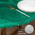 thumbnail image 3 of Green Marble Round Tablecloth, Fitted Table Cover with Elastic for 55"-60" Round Tables, Modern Farmhouse Gradient Abstract Fluid Art Table Cloth Outdoor Indoor Dinning Party Waterproof Tablecloths, 3 of 7