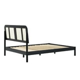 Walker Edison Boho Rattan-Panel Queen Platform Bedframe, Black ...