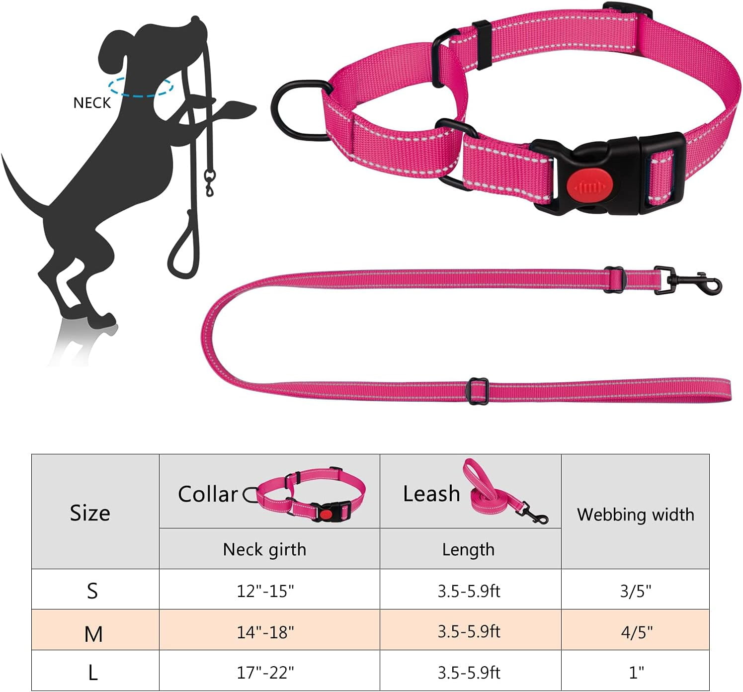 Solennerer Dog Collar Dog Leash Sets Heavy Duty Pet Leash Lead Rope for Small Medium Large Dogs Walking Running Training