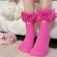 thumbnail image 2 of IDALL Womens Fuzzy Slipper Grips Socks Fluffy Winter Warm Fleece Non Slip Thick Thermal Cozy Plush Socks Hot Pink One Size, 2 of 4