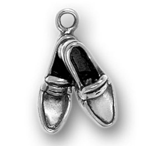 Sterling Silver 16" .8mm Box Chain 3D Crossed Loafers Shoes Pendant Necklace