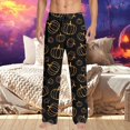 thumbnail image 2 of SJLDQY Mens Halloween Pajamas Pants Wide Leg Pjs Trousers for Men Hallowmas Pumpkin Ghost Elastic Waist Homewear Loungewear With Pocket, 2 of 4