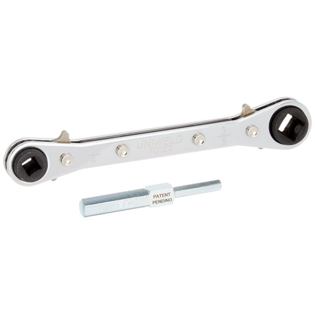 Uniweld 70022 Llave de trinquete reversible con adaptador de llave hexagonal doble DHVA Plata