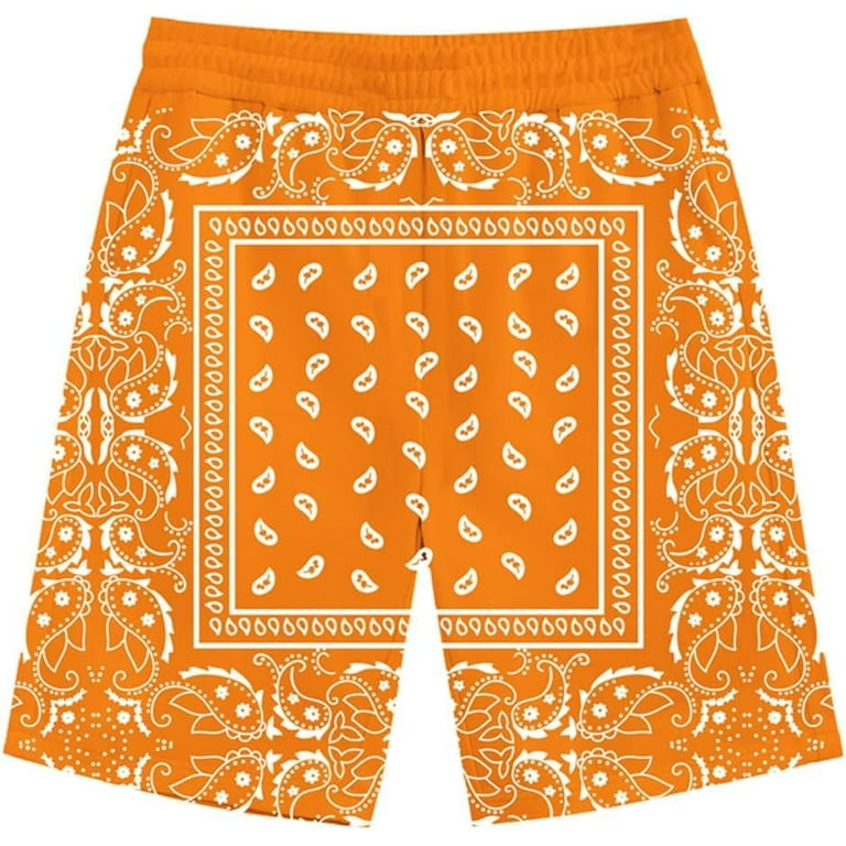 Blue Bandana Shorts for Men Women Paisley Bandanas Print Shorts