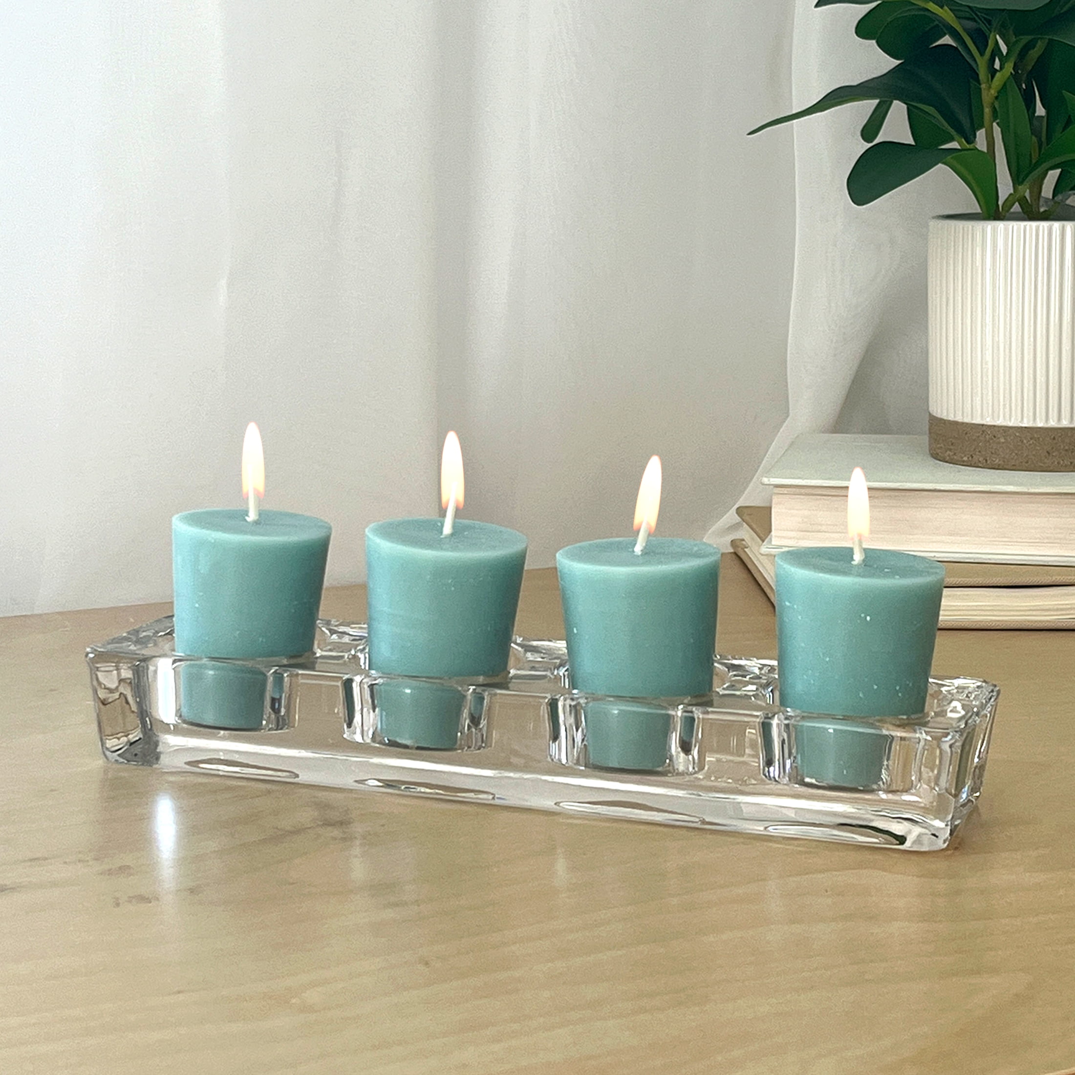 Mainstays Votive Candles, Unscented, Green, 4 Count