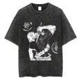thumbnail image 3 of Camisetas Vintage de algodón lavado con ácido para hombres y mujeres, Tops de manga corta, camisetas gráficas de Anime, camisetas holgadas informales de gran tamaño de verano, 3 of 5