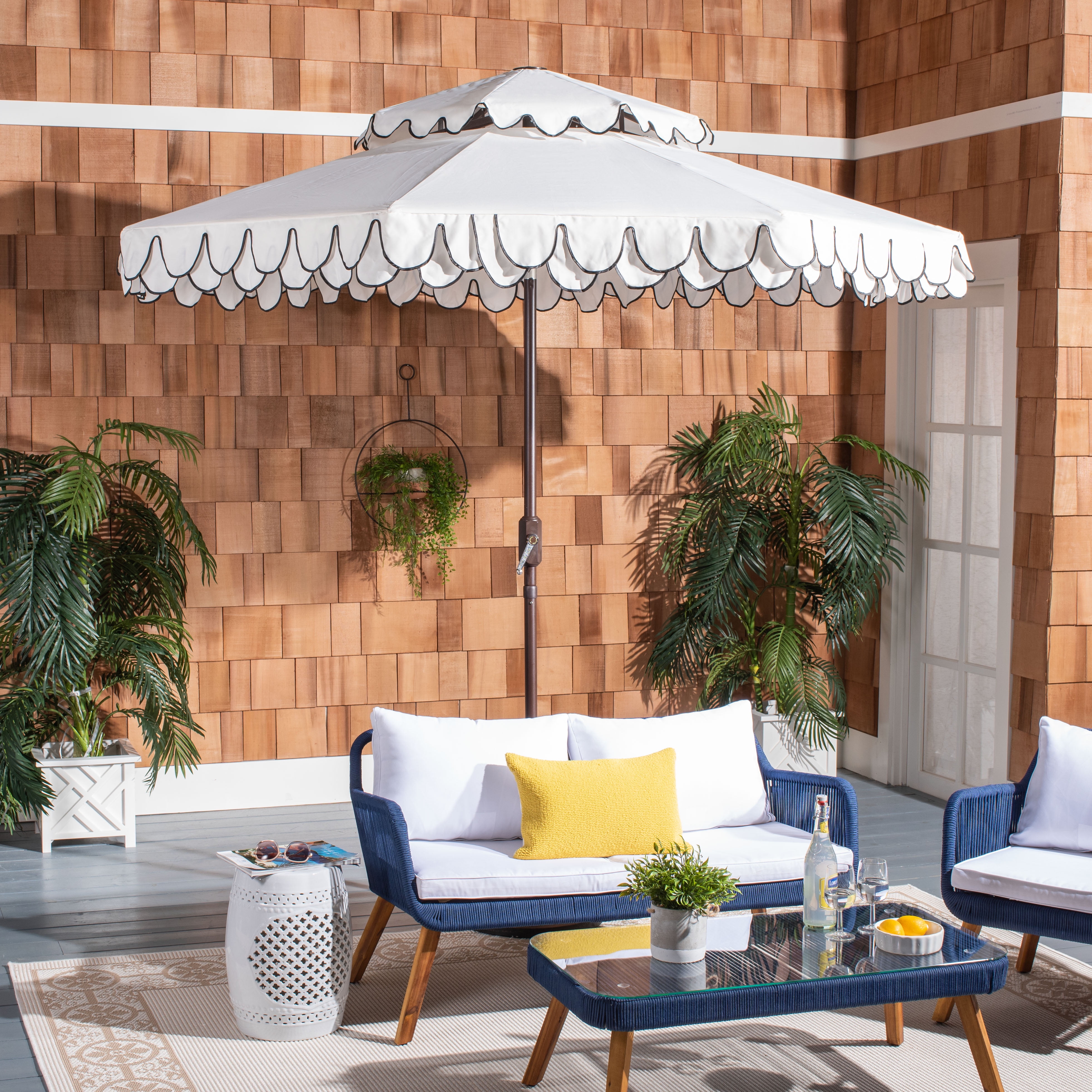 Safavieh Outdoor Living 99.61" Solid Print Market, UV Resistant