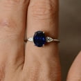 thumbnail image 2 of Oval Cut Blue Sapphire Gemstone Ring 925 Sterling Silver Ring For Women Wedding Jewellery, 2 of 4