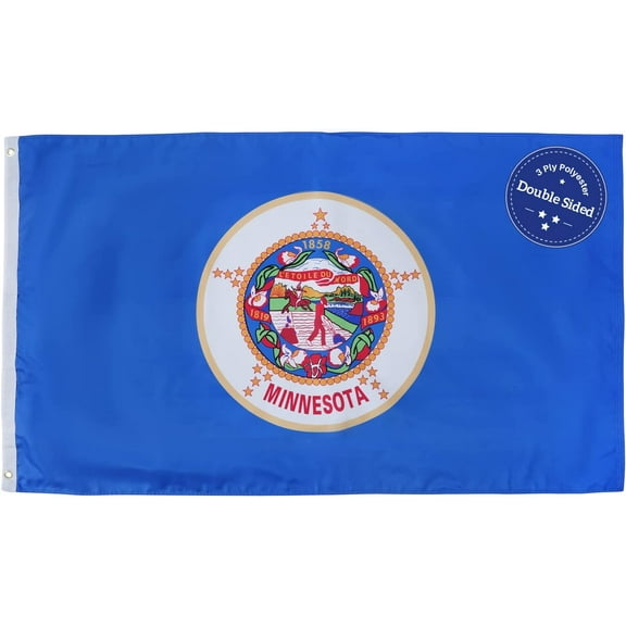 FLAGWIN Minnesota Flag 3x5 FT - 3 Ply Double Sided Polyester Minnesota State Flag with Brass Grommets - Vivid Color and Fade Proof State of Minnesota Flag 3x5 Outdoor