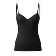 thumbnail image 4 of vigerkar 2025 Summer Camisole for Women Built in Bra Wireless Fabric Support Spaghetti Strap Short Cami Black, M, 4 of 8